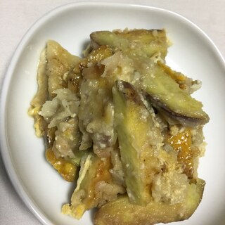 ピリ辛サツマイモの天ぷらの卵とじ